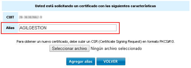 Nombre del alias