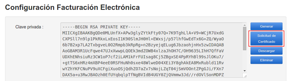 Solicitud de certificado
